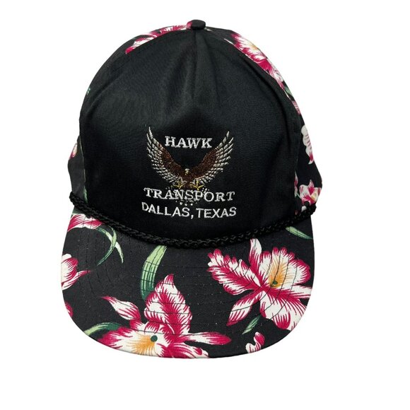 Hawk Transport Dallas Texas Vintage Strapback Floral Hat Cap Trucking Trucker - Picture 2 of 9